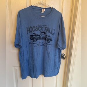 VINTAGE Hoosick Falls Blue Graphic Tee Size X Large